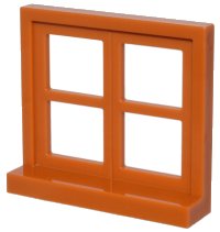 LEGO part Window 1 x 4 x 3, Square with 4 Panes and Sill 5259