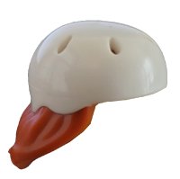 LEGO part Minifigure, Hair Combo, Hair with Hat, Medium Length with Molded White Bicycle Helmet Pattern (BAM) 54647pb02