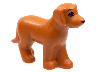LEGO onderdeel Dog, Belville, Standing with Black Eyes, Eyebrows and Nose Pattern (6201pb01)