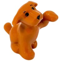 LEGO onderdeel Dog, Belville, Sitting with Raised Paw with Black Eyes, Eyebrows and Nose Pattern 6250pb01
