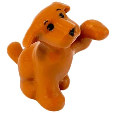 LEGO onderdeel Dog, Belville, Sitting with Raised Paw with Black Eyes, Eyebrows and Nose Pattern (6250pb01)