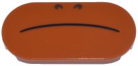 LEGO part Tile, Round 2 x 4 Oval with Black Curved Line Frown and Dark Brown Nostrils Pattern (Super Mario Sumo Bro Lower Face) 66857pb043