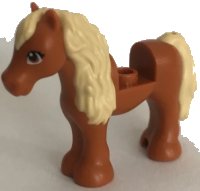 LEGO onderdeel Horse / Pony, Friends with 1 x 1 Cutout with Molded Tan Mane and Tail and Printed Eyes Pattern 75498pb02
