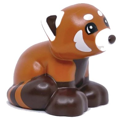 LEGO onderdeel Duplo Red Panda / Fox with Dark Brown Feet, Black Eyes, and White Ears, Muzzle, and Spots Pattern (84713pb02)