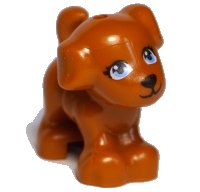 LEGO part Dog, Friends, Puppy, Standing with Bright Light Blue Eyes and Black Nose, Mouth and Eyelashes Pattern (Coco) 93088pb09