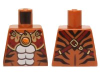 LEGO part Torso Black Bare Chest with Tiger Stripes, Dark Red and Gold Armor with Straps and Fire Chi Emblem Pattern 973pb1921