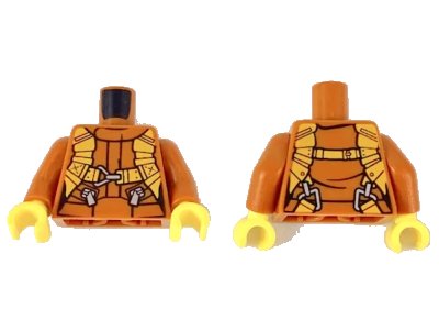 LEGO onderdeel Torso Jumpsuit with Orange Harness Pattern / Dark Orange Arms / Yellow Hands (973pb2755c01)