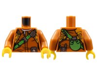 LEGO part Torso Female Jacket with Bright Light Orange Harness, Bright Green Strap, Silver Radio, and Canteen on Back Pattern / Dark Orange Arms / Yellow Hands 973pb2757c01