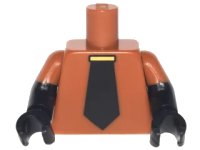 LEGO part Torso Wide Black Tie and Gold Tie Bar Pattern / Black Arms with Molded Dark Orange Short Sleeves Pattern / Black Hands 973pb2797c01