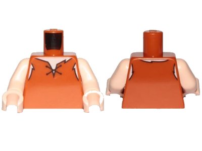 LEGO onderdeel Torso Tie String Tunic Pattern (Barney Rubble) / Light Nougat Arms / Light Nougat Hands (973pb3468c01)