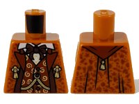 LEGO onderdeel Torso Jacket with Reddish Brown Lapels and Vest, Dark Brown Bow Tie and Trim, Gold Chain and Tassels Pattern 973pb3983