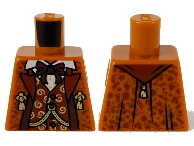 LEGO onderdeel Torso Jacket with Reddish Brown Lapels and Vest, Dark Brown Bow Tie and Trim, Gold Chain and Tassels Pattern (973pb3983)