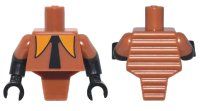 LEGO onderdeel Torso, Modified Short with Ridged Armor with Long Orange Collar, Black Tie Pattern / Black Arms with Molded Dark Orange Short Sleeves Pattern / Black Hands 98127pb01c01