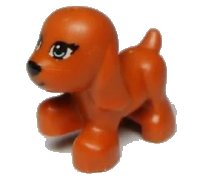 LEGO onderdeel Dog, Friends, Puppy, Walking with Bright Light Blue Eyes and Black Nose and Mouth Pattern (Scarlett) 98386pb01