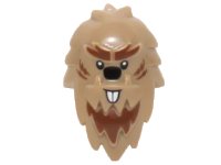 LEGO part Minifigure, Testa, Modificato Yeti, Capelli Arruffati con Pelliccia Marrone Rossastro, Naso Nero, e Motivo Denti di Castoro Bianchi 13809pb02