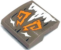 LEGO onderdeel Schuin, Gebogen 2 x 2 x 2/3 met Helder Licht Oranje Geometrische Spiralen, Wit Ijs en Zwart Lijnen Patroon (Sticker) - Set 71748 15068pb520