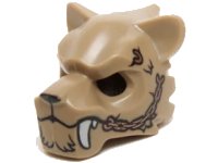 LEGO part Minifigure, Headgear Mask Tiger with Fur, White Fangs, Copper Chain and Purple Sinew Patches Pattern 15083pb02