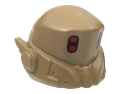 LEGO part Minifigure, Copricapo Elmo Spazio, Antenna Destra, Sopracciglio Pronunciato, Motivo 4 Puntini Rossi (1598pb01)