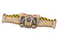 LEGO part Minifigure Jet Pack with Wings, Black and Yellow Danger Stripes, Dark Red and Dark Bluish Gray Details Pattern 1642pb01