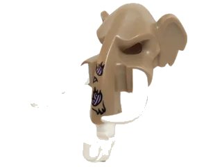 LEGO onderdeel Minifigure, Headgear Mask Mammoth with White Rubber Tusks and Trunk with Medium Lavender Sinew Patches on Trunk Pattern (16667c01pb01)