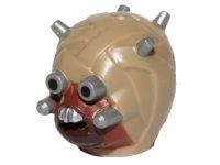 LEGO part Minifigure, Head, Modified SW Tusken Raider with Flat Silver Head Spikes Pattern 18934pb01