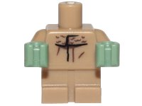 LEGO part Body Baby / Toddler with Fixed Arms with Molded Sand Green Hands and Printed Black Lines and Fur Collar Pattern 25128pb008