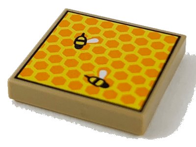 LEGO onderdeel Tile 2 x 2 with Beehive Frame and 2 Bees Pattern (3068pb1489)