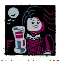 LEGO part Piastrella 2 x 2 con Luna, Pipistrelli e Donna che Tiene un Calice - Set 31167 3068pb2634
