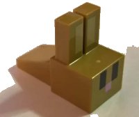 LEGO onderdeel Creature Head Pixelated with Long Ears with Tan Auricles, Black Eyes, and Bright Pink Nose Pattern (Minecraft Rabbit) 35525pb01