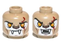 LEGO part Minifigure, Head Dual Sided Alien Chima Lion with Fangs, Bright Light Orange Eyes, Dark Red Scar, Closed Mouth / Open Mouth Pattern 3626pb0882