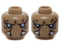 LEGO part Minifigure, Head Dual Sided Alien Chima Mammoth Light Blue Eyes, Fur, and White Tusks Neutral / Stern Pattern (Mungus) 3626pb1148