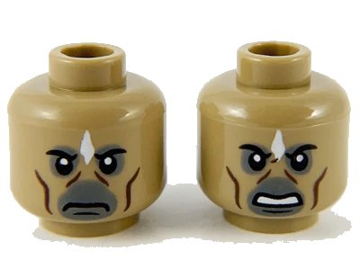 LEGO onderdeel Minifigure, Head Dual Sided Alien White Diamond, Cheek Lines, Neutral / Angry Pattern - Hollow Stud (3626pb2627)