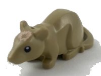 LEGO part Rat / Mouse with Black Eyes and Light Nougat Blaze Pattern (HP Scabbers) 36756pb02