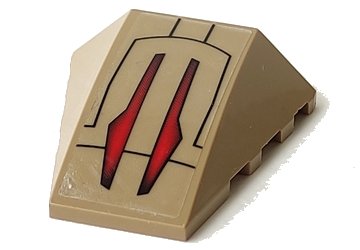 LEGO onderdeel Wedge 4 x 4 Triple Curved No Studs with 2 Red Arrows and Black Lines Pattern (Sticker) - Set 7660 (47753pb059)