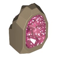 LEGO part Rock 1 x 1 Geode with Molded Glitter Trans-Dark Pink Crystals Pattern 49656pb02