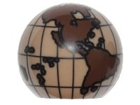 LEGO part Cylinder Hemisphere 2 x 2 with Cutout with the Americas and South Pacific Dark Brown Globe Pattern 61287pb005