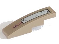 LEGO part Slope, Curved 4 x 1 with Silver Plate and 2 Rivets Pattern (Sticker) - Set 76054 61678pb158