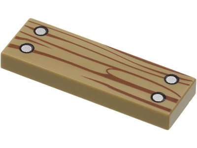 LEGO onderdeel Tile 1 x 3 with Wood Grain and 4 Silver Nails Pattern (63864pb049)