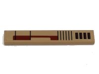LEGO onderdeel Tile 1 x 6 with Black and Brown SW Vulture Droid Pattern 1 (Sticker) - Set 7660 6636pb084