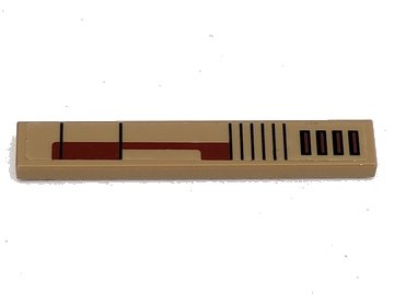 LEGO onderdeel Tile 1 x 6 with Black and Brown SW Vulture Droid Pattern 1 (Sticker) - Set 7660 (6636pb084)