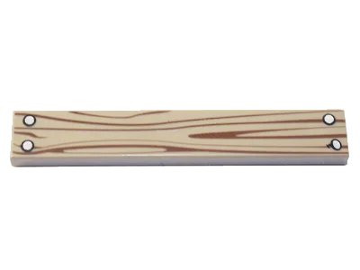 LEGO onderdeel Tile 1 x 6 with Wood Grain and 4 Silver Nails Pattern (6636pb143)