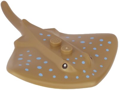 LEGO part Manta Ray / Stingray with 2 Studs with Black Eyes and Bright Light Blue Dots Pattern (67337pb01)