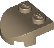 LEGO onderdeel Brick, Round 2 x 2 x 2/3 Half Circle Extended with 2 Studs and Curved Top 7037
