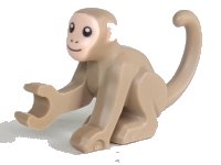 LEGO part Monkey with Molded Light Nougat Face and Ears, Printed Black Eyes, Nostrils, and Mouth Pattern 77864pb01