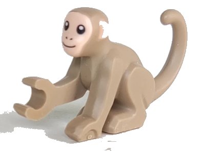 LEGO onderdeel Monkey with Molded Light Nougat Face and Ears, Printed Black Eyes, Nostrils, and Mouth Pattern (77864pb01)