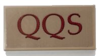LEGO onderdeel Tile 2 x 4 with Dark Red 'QQS' on Dark Tan Background Pattern (Sticker) - Set 75978 87079pb0919