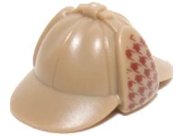 LEGO part Minifigure, Headgear Hat, Deerstalker with Dark Red Houndstooth Check on Ear Flaps Pattern 95319pb01