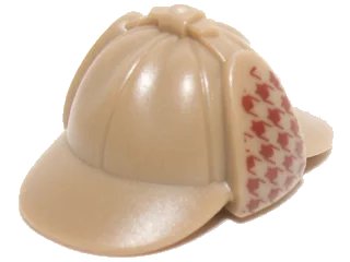 LEGO onderdeel Minifigure, Headgear Hat, Deerstalker with Dark Red Houndstooth Check on Ear Flaps Pattern (95319pb01)