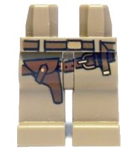 LEGO part Hips and Legs with Indiana Jones Belts and Holster Pattern 970c00pb0040