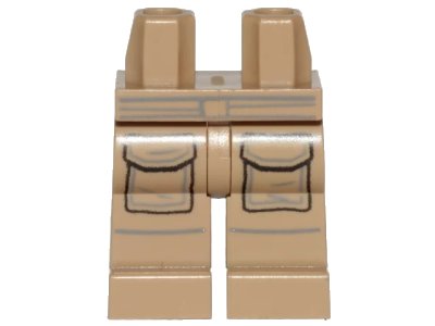 LEGO onderdeel Hips and Legs with SW Pockets, Dark Bluish Gray Belt and Creased Pattern (970c00pb1370)